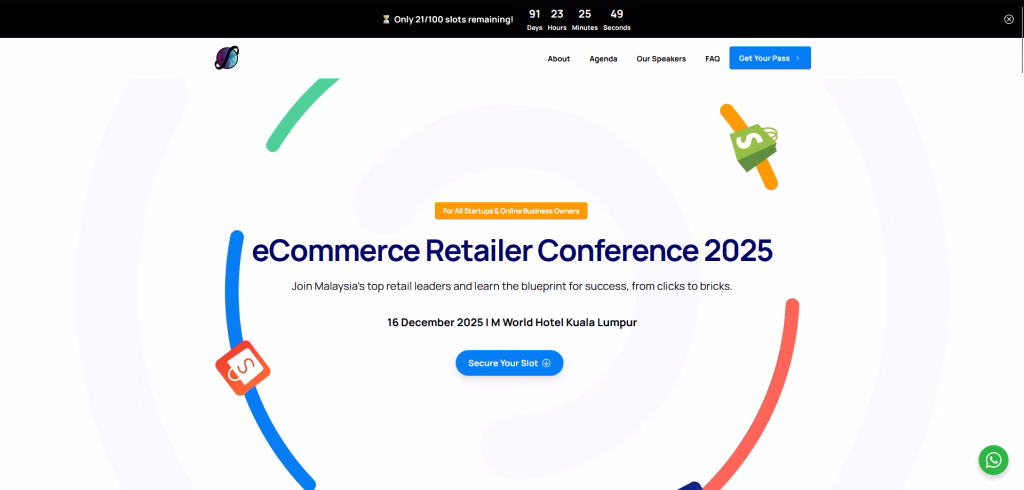 event1 Demo for event registration website – homepage example