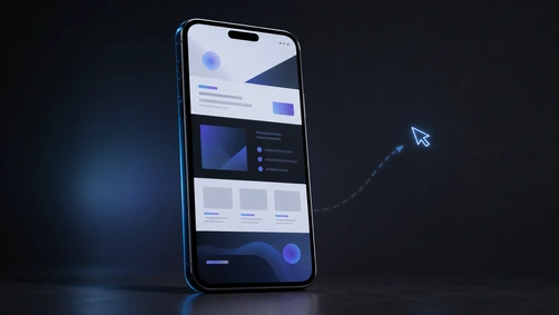 Abstract visual of a mobile website scroll with a cursor drifting away, representing a visitor leaving before enquiring