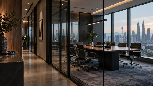 Modern Malaysian law firm office interior representing SEO and search visibility for legal services