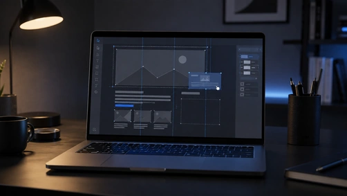 Laptop screen showing a website structure being edited, representing the decision between redesigning or improving an existing website